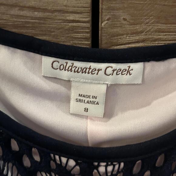 Coldwater Creek Women's Navy Crochet Dress Size 8 Cottagecore - Picture 4 of 5